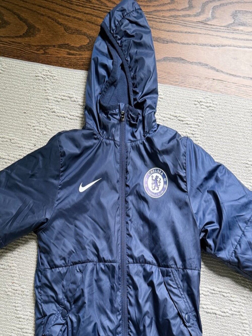 Chelsea FC Rain Jacket Zip Up Hoodie with Fleece Interior